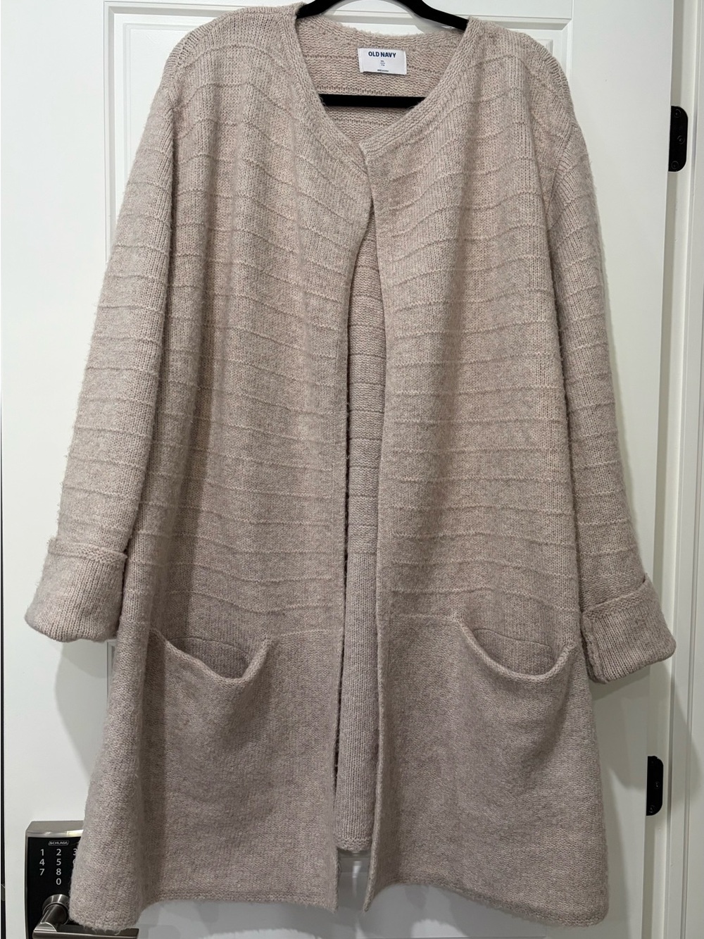 Old Navy Taupe Open-Front Knit Cardigan with Pockets